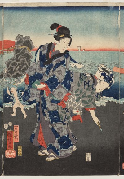 Wschód słońca w zatoce Futami autorstwa Utagawa Kuniyoshi
