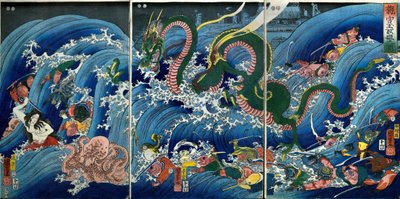 Tamatori-hime Kradzież Świętego Klejnotu ze Smoczego Pałacu (Ryūgū Tamatori-hime no zu) autorstwa Utagawa Kuniyoshi