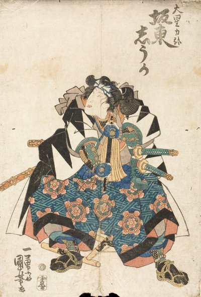 Aktor Bandō Shūka jako Ōboshi Rikiya w sztuce Kanadehon Chūshingura autorstwa Utagawa Kuniyoshi