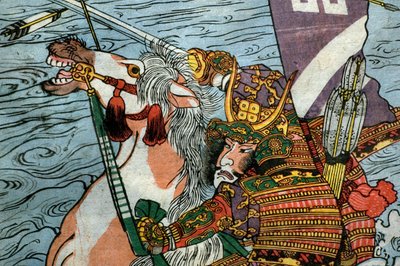 Te kara t et Uji Rzeka (figura bitwy pod Ujigawą), ok. godz. 1831-32 autorstwa Utagawa Kuniyoshi