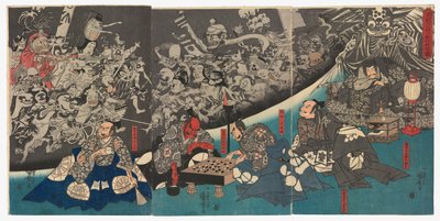 The Earth Spider Generates Monsters at the Mansion of Lord Minamoto Yorimitsu (Minamoto Yorimitsu [Raikō] kō no yakata ni tsuchigumo yōkai o nasu zu) autorstwa Utagawa Kuniyoshi