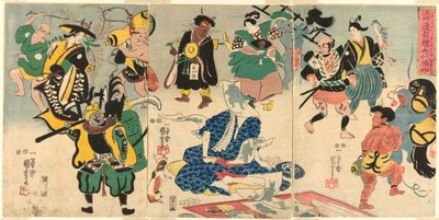 The Extraordinary Phenomenon of the Popular Otsu Picture (Tokini otsue kidai no maremono) autorstwa Utagawa Kuniyoshi