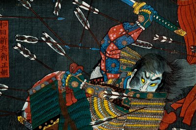 Bitwa pod Shijō Nawate, c.1857 autorstwa Utagawa Kuniyoshi