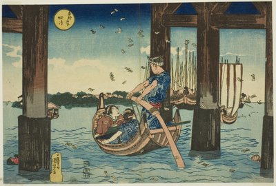 Wyspa Tsukuda (Tsukudajima), z serii „Słynne miejsca we wschodniej stolicy (Toto meisho)” autorstwa Utagawa Kuniyoshi