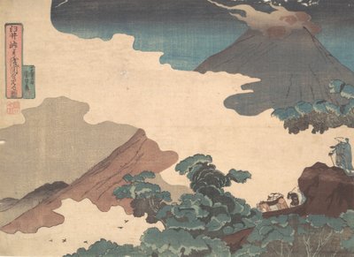 Widok na górę Asamę z przełęczy Usui, ok. godz. 1850. autorstwa Utagawa Kuniyoshi