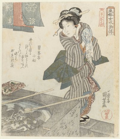 Kobieta w studni Eleganckie kobiety jako bohaterki Suikoden - z serii Sto osiem (tytuł serii) Fûzoku onna Suikoden - Hyakuhachiban no uchi (tytuł serii na obiekcie) autorstwa Utagawa Kuniyoshi