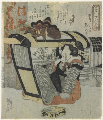 Kobieta jako bohater Taiso_ w Palanquin trzymająca fajkę, ok. 1930. 1830 autorstwa Utagawa Kuniyoshi