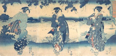 Kobiety nad rzeką, ca. 1850. autorstwa Utagawa Kuniyoshi