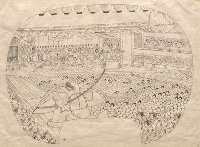Wnętrze Teatru Kabuki. autorstwa Utagawa Sadahide