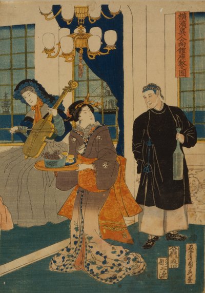 Salon zagranicznego domu kupieckiego w Jokohamie, 1861 autorstwa Utagawa Sadahide