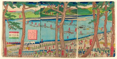 P Obracający się dźwięk Minamoto no Yoritomo a c Ross tee Rive r autorstwa Utagawa Sadahide
