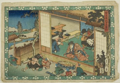 Scena w wiejskiej szkole (Terakoya), z serii "Sekrety Sugawary (Sugawara denju)" autorstwa Utagawa Sadahide