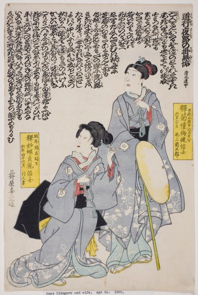 Portret pamięciowy aktora Onoe Kikugoro IV i jego żony autorstwa Utagawa School