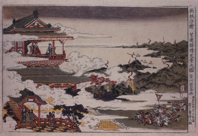 An Lushan i jego wojska atakują cesarza, ok. 1770 autorstwa Utagawa Toyoharu