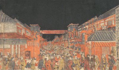 Napisane przez Sakai Napisane przez Fukiyę Kaomise Rysunek Yoshiby, ka. 1780. autorstwa Utagawa Toyoharu
