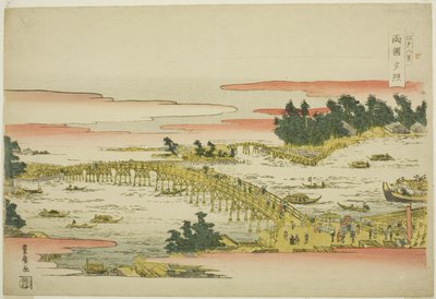 Ewa ludzie z Gow w Rokoku B Ridge (Rokoku Sekisho), z serii „Angielskie widoki Edo (osiem widoków Edo)” autorstwa Utagawa Toyohiro