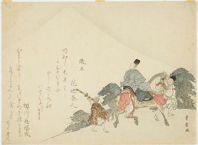 Spoglądanie na górę Fuji na koniu autorstwa Utagawa Toyohiro