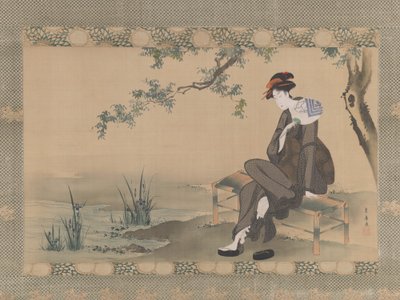 Kobieta chłodzi się, ca. 1800. autorstwa Utagawa Toyohiro