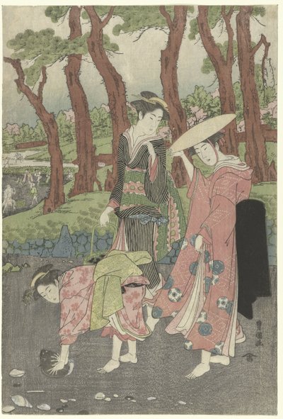 Zbieraj ryby i muszle podczas odpływu. autorstwa Utagawa Toyokuni (I)
