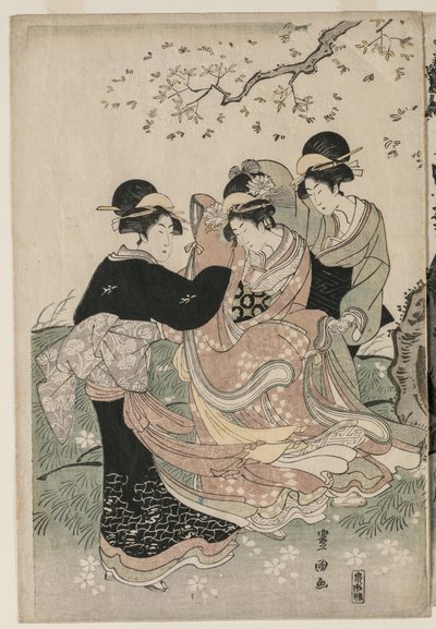 Kwiaty wiśni na wietrze autorstwa Utagawa Toyokuni
