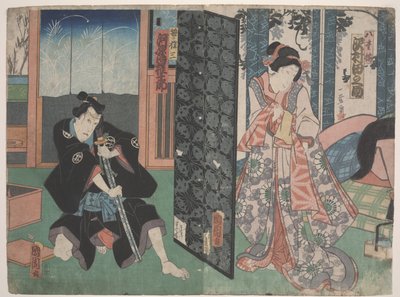 Scena z Kabuki (drzewo) autorstwa Utagawa Toyokuni