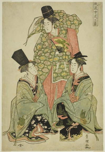 Fashio na be femae er Shion of Te Shiki Sanban Danse autorstwa Utagawa Toyokuni I