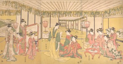 Obchody Nowego Roku w Dużej Dworze, ok. godz. 1791. autorstwa Utagawa Toyokuni I