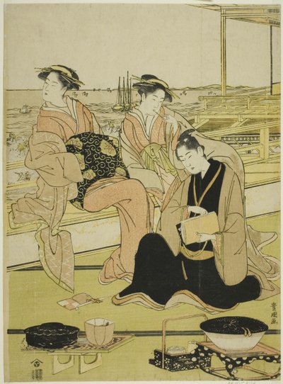 Z widokiem na zatokę i Shinagawa autorstwa Utagawa Toyokuni I