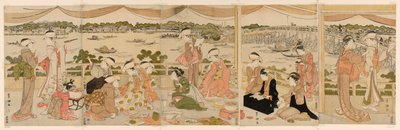 Recital na werandzie z widokiem na rzekę Sumida autorstwa Utagawa Toyokuni I