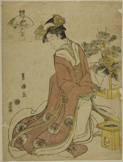 Pierwszy miesiąc (Sho gatsu), z serii „Modne dwanaście miesięcy (Furyu junikagetsu)” autorstwa Utagawa Toyokuni I