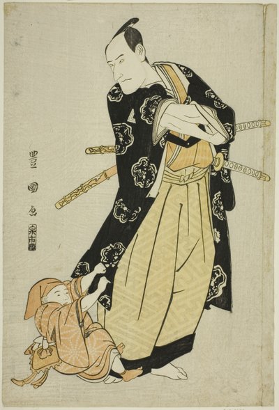 Aktor Ichikawa Danjuro VI i chłopiec autorstwa Utagawa Toyokuni I