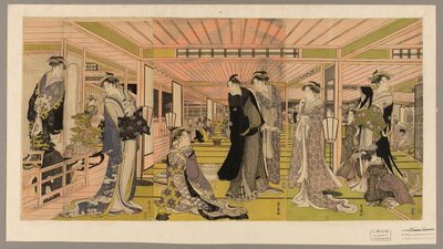Salon burdelu w dzielnicy przyjemności autorstwa Utagawa Toyokuni I