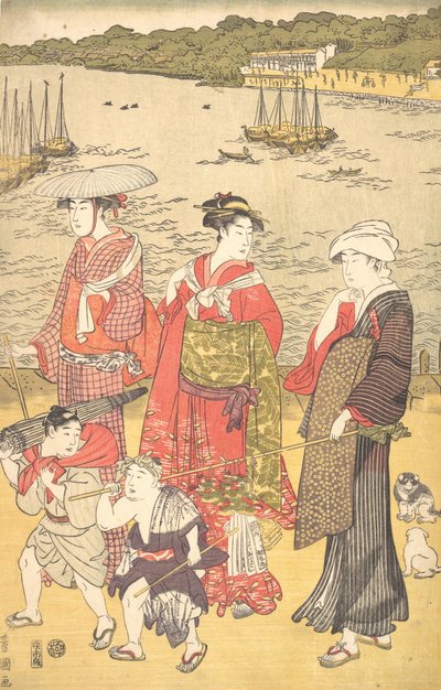 Kobiety na plaży Takanawa, ca. 1790. autorstwa Utagawa Toyokuni I