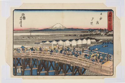 Nihonbashi: Zachód słońca (Nihonbashi seki sh?) autorstwa Utagawa Yoshitora