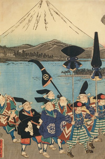 Otoczenie Daimyo przed górą Fuji autorstwa Utagawa Yoshitora