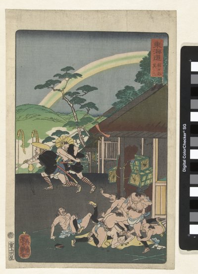 Hodogaja Tokaido autorstwa Utagawa Yoshitsuya