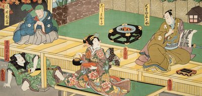 Scena z Genji monogatari (Opowieść o Genji) Murasaki Shibuku (ur. 978) 1860 (kolorowy drzeworyt) autorstwa Utagawa and Toyokuni Kuniyoshi