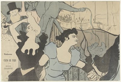 Plakat zapowiadający bal maskowy w Paris Casino z portretami Cha-u-kao i Yvette Guilbert Les Redoutes du Casino de Paris autorstwa V. Michel