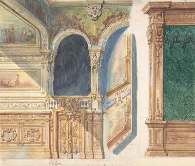 Projekt wnętrza, ewentualnie teatru, ca. 1860-80. autorstwa V. S. Léon