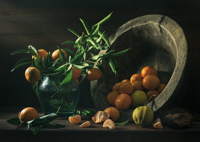 Rustykalna martwa natura z mandarynkami autorstwa Vadim Kulinsky