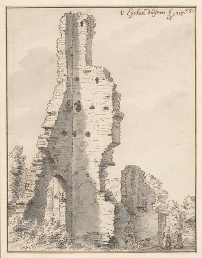Ruiny kościoła Eik en Duinen niedaleko Hagi autorstwa Valentijn Klotz (attributed to)
