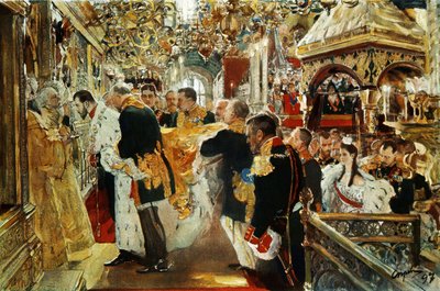 Koronacja cesarza (cara) Mikołaja II Rosji w 1894 roku przez Walentina Sierowa (19 stycznia autorstwa Valentin Aleksandrovich Serov