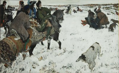Piotr I na polowaniu, 1902 autorstwa Valentin Aleksandrovich Serov