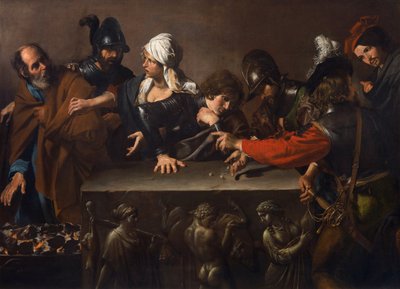 Zaparcie się Świętego Piotra – Valentin de Boulogne (1591-1632). Olej na płótnie, ok. 1616-1617. Wymiar: 171,5 x 241 cm. Fundacja Studiów Historii Sztuki Roberto Longhi we Florencji autorstwa Valentin de Boulogne