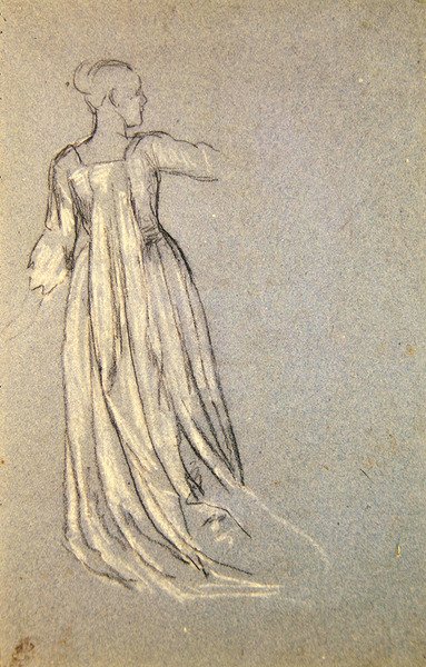 Studium do „A Bientot”, ok. 1875 (kreda na papierze) autorstwa Valentine Cameron Prinsep
