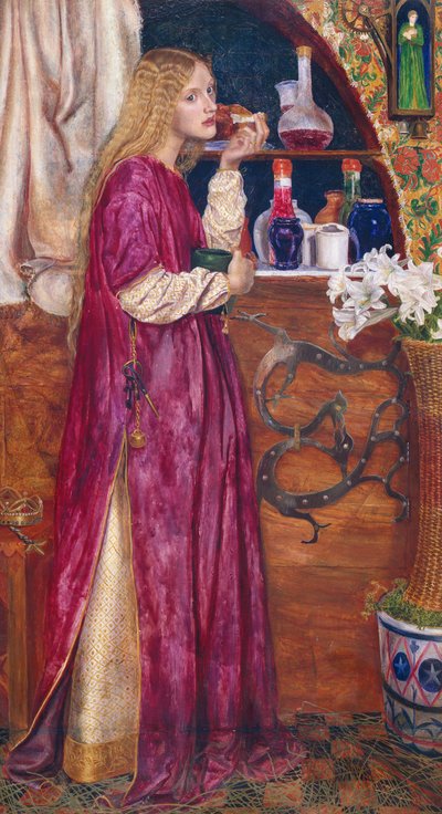 Królowa przebywała w salonie, jadła chleb i miód (olej na desce) autorstwa Valentine Cameron Prinsep
