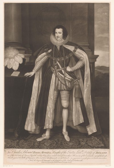 Portret van Charlesa Blounta Sir Charles Blount Baron Mountjoy, Rycerz Partii, Lord Deputowany Irlandii (tytuł na obiekcie) autorstwa Valentine Green