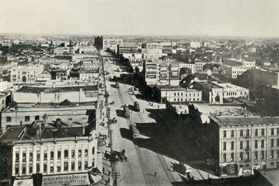 Winnipeg Dzisiaj, patrząc na główną ulicę. - Szybki wzrost współczesnej Kanady, ok. 1930. autorstwa Valentine and Sons Ltd