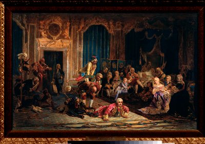 Błaznów na dworze cesarzowej Anny I Rosji (Anna Ivanovna autorstwa Valeri Ivanovich Jacobi