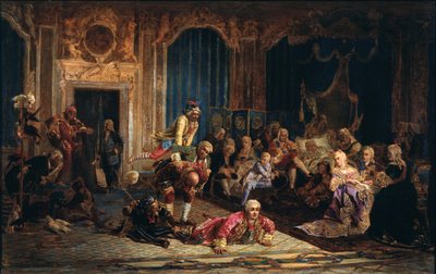 Błaznów na dworze cesarzowej Anny Ioannovny, 1872 autorstwa Valery Ivanovich Jacobi
